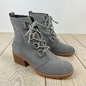 Sorel Cate Leather Lace-up Ankle Boots US9.5 Quarry (Grey) Gum 2 Waterproof $190